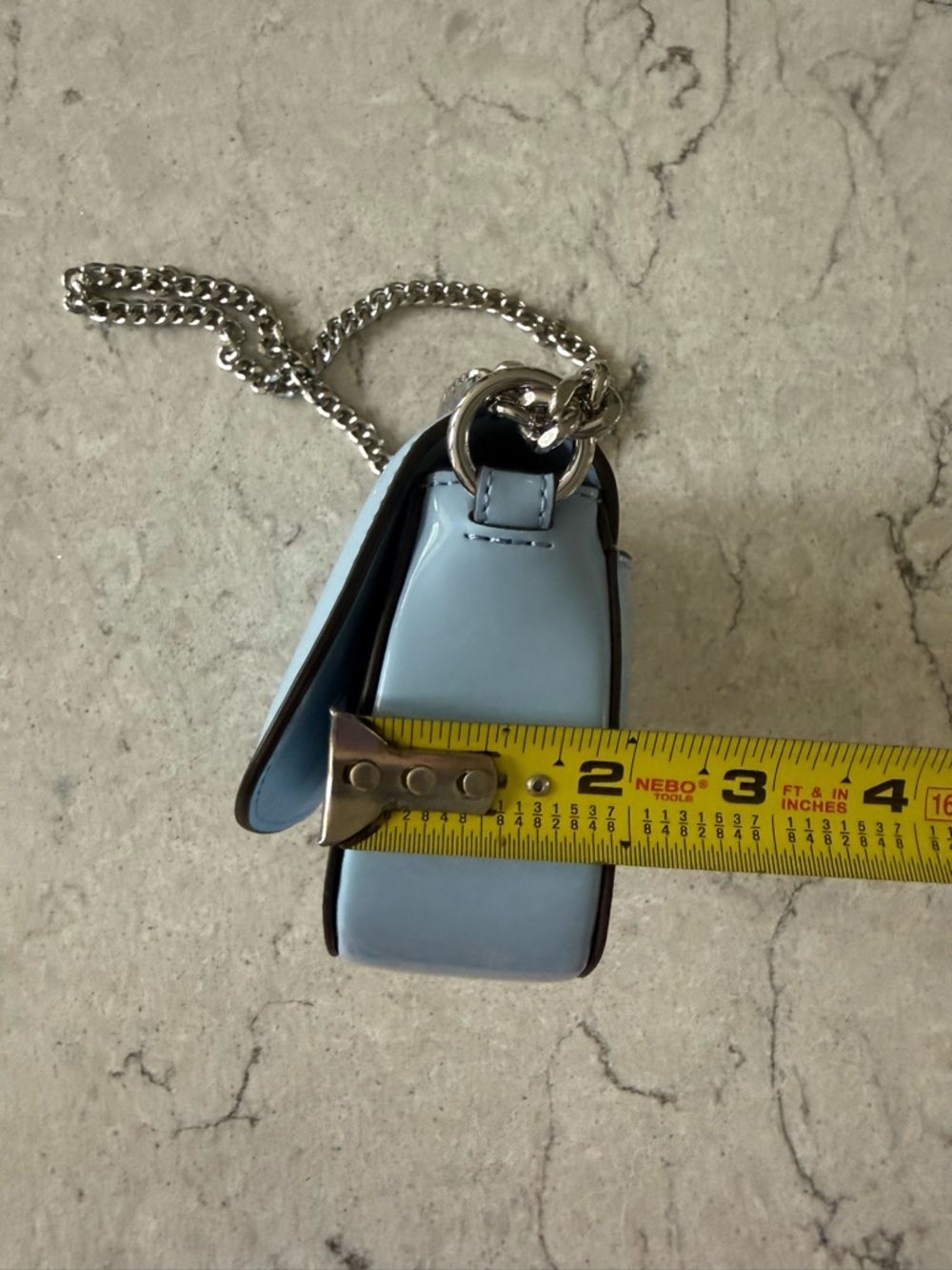 Michael Kors Baby Blue Patent Leather Chain Crossbody - Picture 10 of 12